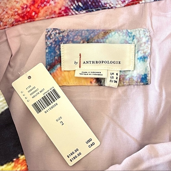 NWT Anthropologie Colorful Abstract A-Line Midi Skirt Size 2 - Picture 13 of 16